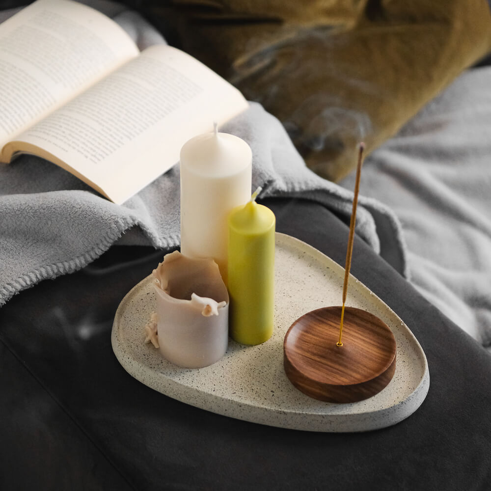 "Moon" Wood Incense Stand